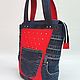 Джинсовая сумка-Тоут "Алый акцент". Классическая сумка. Jeans bags by Anna. Ярмарка Мастеров.  Фото №5