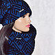 Set knitted 'electric' double winter hat Snood, Headwear Sets, Moscow,  Фото №1