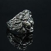 Украшения handmade. Livemaster - original item Men`s Lion Ring made of 925 sterling silver HH0096. Handmade.