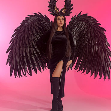 Большие Крылья ангела Черные 68х60