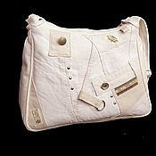 Small women's cosmetic bag with beading denim