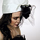 Order White silk organza turban with big black rose and net. TURBAN SVS. Livemaster. . Caps Фото №3