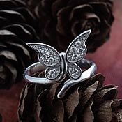 Украшения handmade. Livemaster - original item butterfly ring. Ring Moth. Ring in the form of a butterfly. silver.. Handmade.