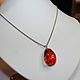 Gorgeous amber pendant with silver chain 925 Sterling Silver, Vintage pendants, Moscow,  Фото №1