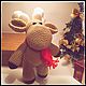 Олень вязаный с красным шарфом. Мягкие игрушки. ToysbyAnna. Интернет-магазин Ярмарка Мастеров.  Фото №2