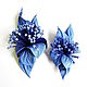 Elegant brooch flower made of leather blue sky blue with stamens. Brooches. De-Si-Re. My Livemaster. Фото №6