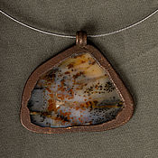 Украшения handmade. Livemaster - original item Copper pendant with agate moss No. №2. Handmade.
