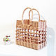 Women's wicker bag openwork beige brown basket, Classic Bag, Astrakhan,  Фото №1