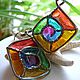 Brass wire wrapped earrings "Rainbow square direct". Earrings. IVA rainbow art. Online shopping on My Livemaster.  Фото №2