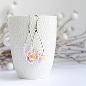 Украшения handmade. Livemaster - original item Long sakura earrings on a handmade loop. Handmade.