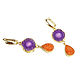 Earrings with solar quartz and agate druse, purple, orange. Earrings. Irina Moro. Online shopping on My Livemaster.  Фото №2