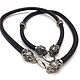 Choker, cord 'Tiger' Python leather 6mm silver handmade gift guy man for new year birthday February 23 for every day for any celebration under the pendant cross amulet

