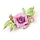 Pink brooch flower rose Gentle delicate leather Flowers, Brooches, Kursk,  Фото №1