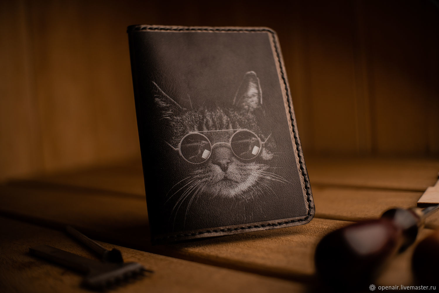  cover leather. the cat is the Boss, Passport cover, St. Petersburg,  Фото №1