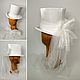 White satin top hat with 'Lady' veil for wedding. Sombreros de la boda. Felt Hats Shop. My Livemaster. Фото №5