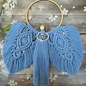 Картины и панно handmade. Livemaster - original item Macrame panels: Angel on a hoop with a butterfly. Handmade.