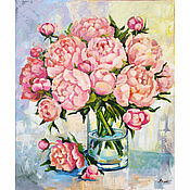 Картины и панно handmade. Livemaster - original item Painting Peonies Bouquet Oil Canvas 40 x 50 Coral Peonies Bouquet of Peonies. Handmade.
