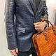 Order Men's jacket, made of genuine crocodile leather, in dark blue color!. SHOES&BAGS. Livemaster. . Jackets for men Фото №3