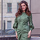 ' Fashion olive ' cotton dress with voluminous sleeves. Dresses. Studio CAXAP by Tatyana Bykonya. My Livemaster. Фото №5