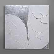 Абстрактная фактурная картина 30х40 светлая белая рельефная живопись