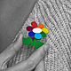 Яркая брошь цветик семицветик, брошь цветок с разноцветными лепестками, Брошь-булавка, Пермь,  Фото №1