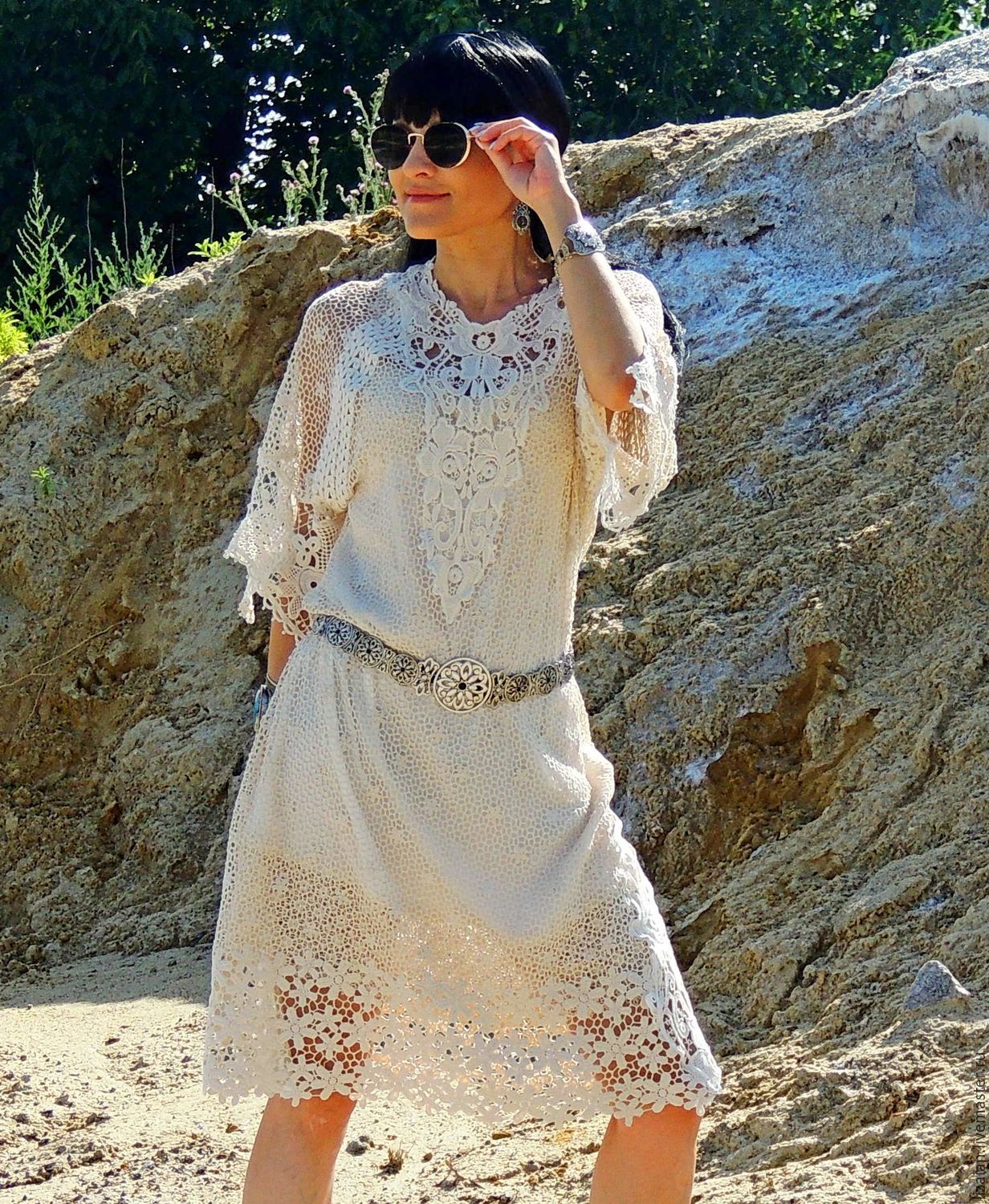 БОХО платье из натурального хлопкового гипюра и кружева (315) в ...