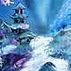Картина маслом Сакура, ночь, деревья, домик Япония пейзаж горы. Картины. Картины маслом  Евгения Мороз (morozrisovala). Ярмарка Мастеров.  Фото №4