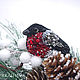 Bird bullfinch brooch embroidered with beads, Brooches, Krasnodar,  Фото №1