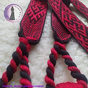 Русский стиль handmade. Livemaster - original item Fern Flower and Overgrown grass belt black and red with double border. Handmade.