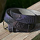 Black Blue Purple Leather Belt. Straps. Two Starlings. My Livemaster. Фото №5