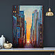 Painting 'Sunset in New York' oil on canvas 50h70 cm, Pictures, Moscow,  Фото №1