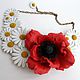 Necklace leather Daisy and poppy. Necklace. Shagree (Shagree). Online shopping on My Livemaster.  Фото №2