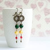 Украшения handmade. Livemaster - original item Bright earrings with natural stones. Handmade.
