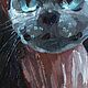 Картина масло Серый кот, 24 х 15 см. Картины. *Магазин Картин*. Интернет-магазин Ярмарка Мастеров.  Фото №2
