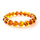 18cm amber bracelet made of cognac-colored balls (10mm) with elastic band, Bead bracelet, Kaliningrad,  Фото №1