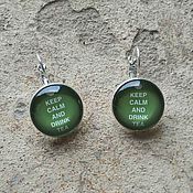 Украшения handmade. Livemaster - original item Earrings silver plated Keep calm (green). Handmade.