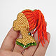 Order Beaded brooch red-haired Girl with braids in green, girl with dreadlocks. Zveva. Livemaster. . Brooches Фото №3