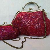 Сумки и аксессуары handmade. Livemaster - original item Felted bag with clasp, set with wallet.. Handmade.