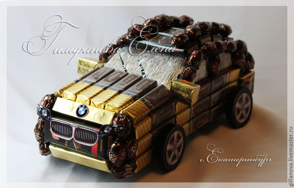 Автомобиль из конфет: мастер класс по изготовлению оригинального подарка для мальчика