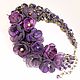 Blackberry Velvet Choker Natural Stones Amethyst Agate Removable Flowers. Necklace. ms. Decorator. My Livemaster. Фото №4