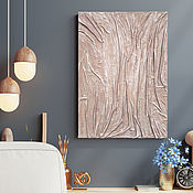 Картины и панно handmade. Livemaster - original item Painting in beige tones. Panels of fabric on the wall. Handmade.