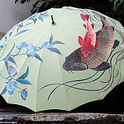 Аксессуары handmade. Livemaster - original item Umbrella-cane painted with 16 spokes 