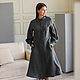 Linen dress with a graphite-colored stand-up collar. Dresses. molinialife. My Livemaster. Фото №4