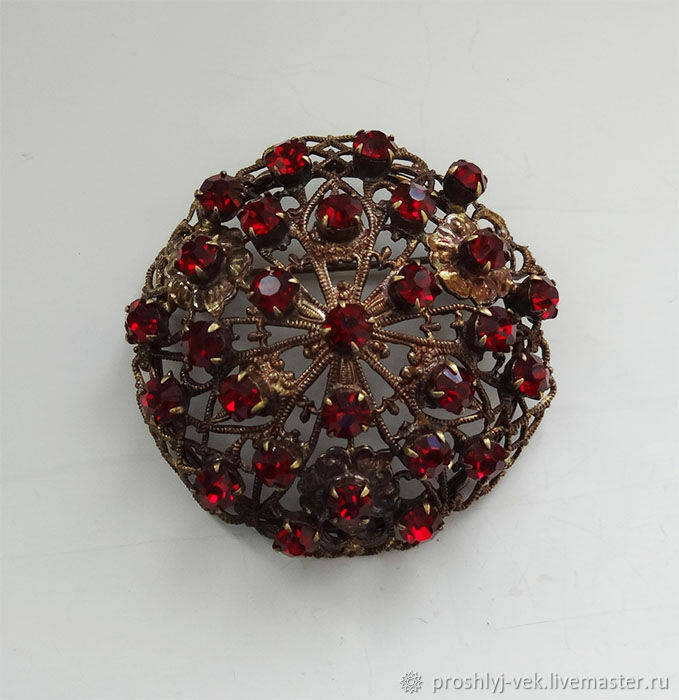 Red Stones, Czechoslovakia, 60-70s, Vintage brooches, Moscow,  Фото №1