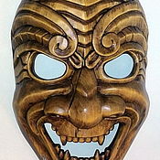 Samurai Mask - natural wood