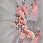 Картины и панно handmade. Livemaster - original item Painting Ballet pastel (pink, gray, ballerinas). Handmade.