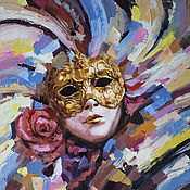 Картины и панно handmade. Livemaster - original item Venetian mask. Oil painting on canvas. Handmade.