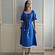 Order Blue linen dress with Yaroslava embroidery (midi). Kupava - ethno/boho. Livemaster. . Dresses Фото №3