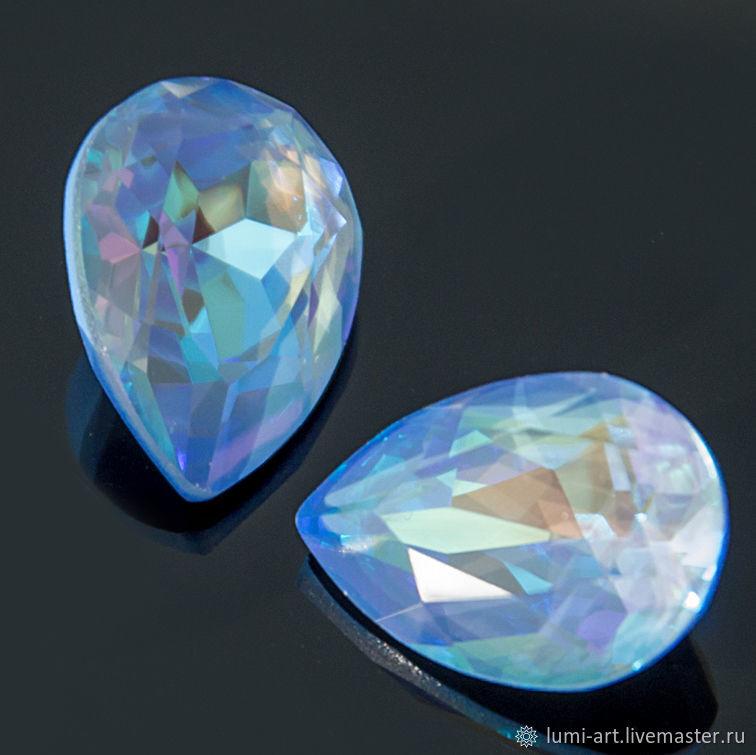 кристалл капля. капли 14х10мм сапфир ав (lux). ювелирное украшение капелька. Swarovski aquamarine brandy. кристалл капелька.