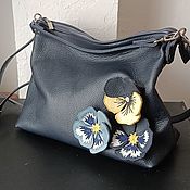 Сумки и аксессуары handmade. Livemaster - original item Leather bag. Crossbody bag. Hobo Medium Viola Blue. Handmade.